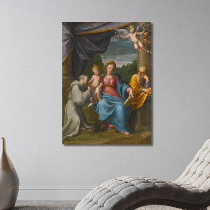 Sacra Famiglia Con San Francesco Guido Reni grn15 quadro stampato su tela