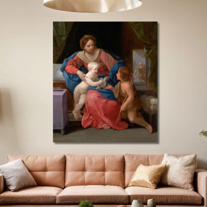 Vergine Con Il Bambino E San Giovanni Battista Guido Reni grn49 quadro stampato su tela
