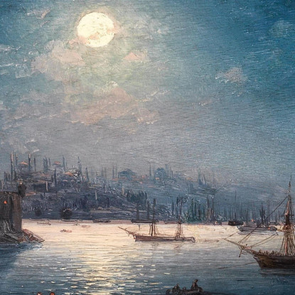 Una Vista Del Bosforo Con Santa Sofia E La Torre Della Fanciulla Al Chiaro Di Luna Ivan Konstantinovich Aivazovsky ika1 quadro