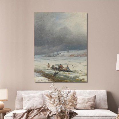 Recupero Di Un Cavallo E Un Carro Dal Ghiaccio Ivan Konstantinovich Aivazovsky ika12 quadro stampato su tela