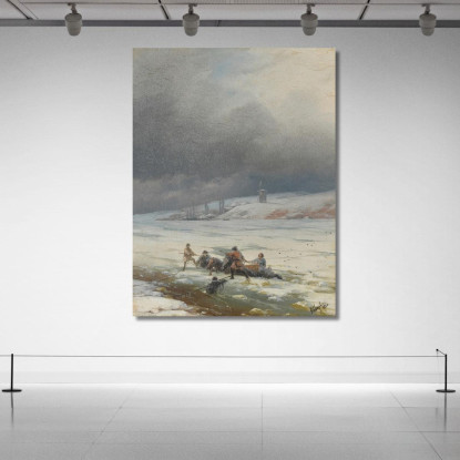 Recupero Di Un Cavallo E Un Carro Dal Ghiaccio Ivan Konstantinovich Aivazovsky ika12 quadro stampato su tela