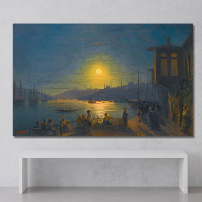 Luna Che Sorge Sul Corno D'Oro Ivan Konstantinovich Aivazovsky ika16 quadro stampato su tela