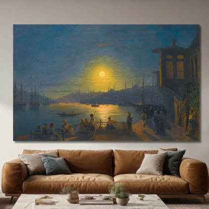 Luna Che Sorge Sul Corno D'Oro Ivan Konstantinovich Aivazovsky ika16 quadro stampato su tela