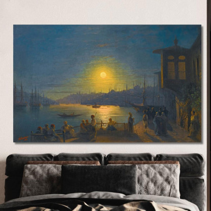 Luna Che Sorge Sul Corno D'Oro Ivan Konstantinovich Aivazovsky ika16 quadro stampato su tela