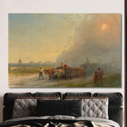 Carri Di Buoi Nella Steppa Ucraina Ivan Konstantinovich Aivazovsky ika19 quadro stampato su tela