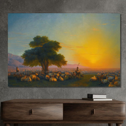 Pastori Con Il Loro Gregge Al Tramonto Ivan Konstantinovich Aivazovsky ika26 quadro stampato su tela