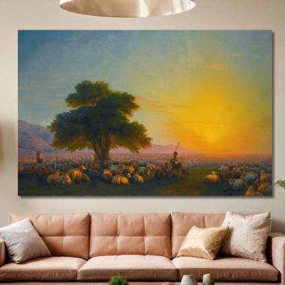 Pastori Con Il Loro Gregge Al Tramonto Ivan Konstantinovich Aivazovsky ika26 quadro stampato su tela