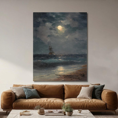 Nave Al Chiaro Di Luna Ivan Konstantinovich Aivazovsky ika28 quadro stampato su tela