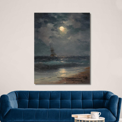 Nave Al Chiaro Di Luna Ivan Konstantinovich Aivazovsky ika28 quadro stampato su tela