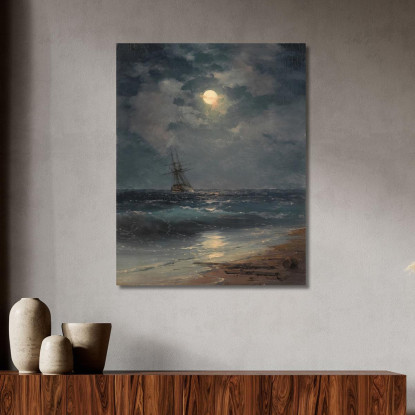 Nave Al Chiaro Di Luna Ivan Konstantinovich Aivazovsky ika28 quadro stampato su tela
