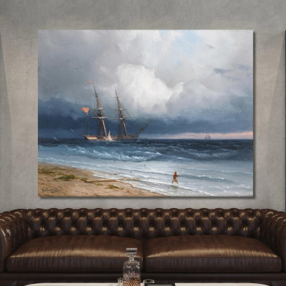 Nave Vicino Alla Riva Ivan Konstantinovich Aivazovsky ika29 quadro stampato su tela