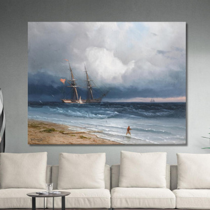 Nave Vicino Alla Riva Ivan Konstantinovich Aivazovsky ika29 quadro stampato su tela