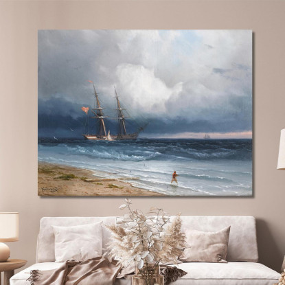 Nave Vicino Alla Riva Ivan Konstantinovich Aivazovsky ika29 quadro stampato su tela