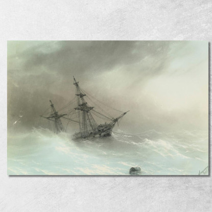 Nave In Un Mare Tempestoso Ivan Konstantinovich Aivazovsky ika30 quadro stampato su tela