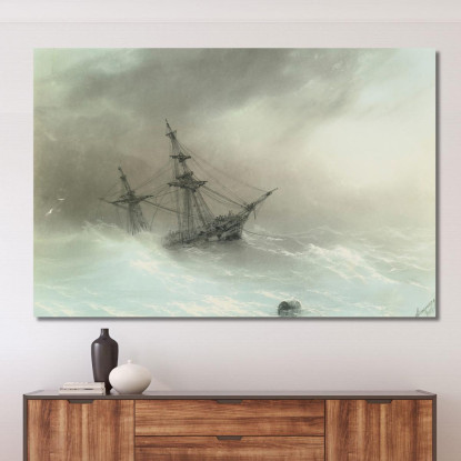 Nave In Un Mare Tempestoso Ivan Konstantinovich Aivazovsky ika30 quadro stampato su tela