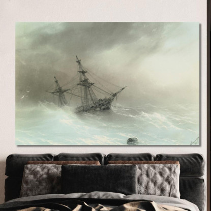 Nave In Un Mare Tempestoso Ivan Konstantinovich Aivazovsky ika30 quadro stampato su tela