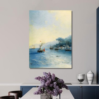 Navi Sul Bosforo Costantinopoli Ivan Konstantinovich Aivazovsky ika33 quadro stampato su tela