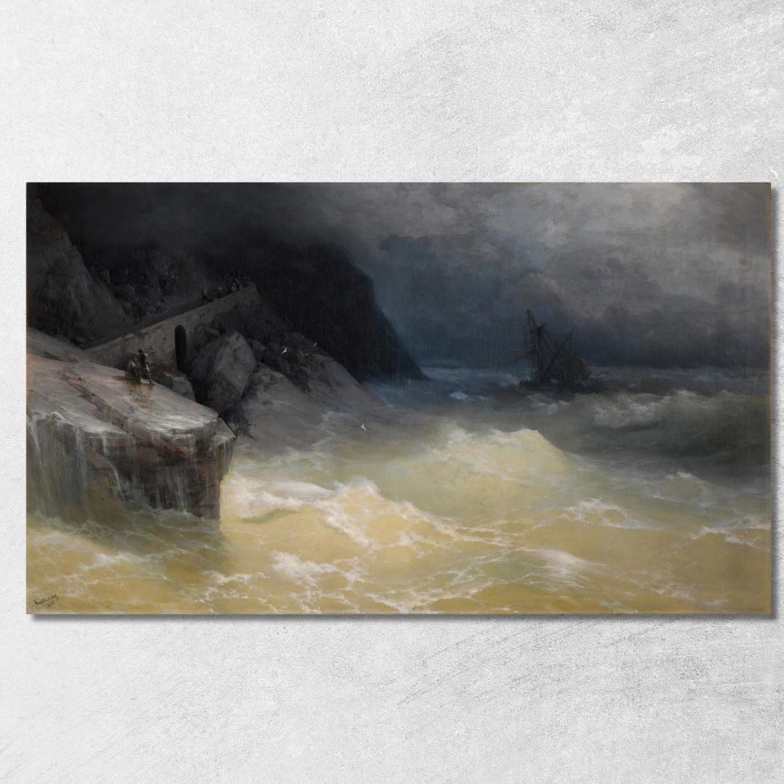 Naufragio Al Largo Della Costa Del Mar Nero Ivan Konstantinovich Aivazovsky ika34 quadro stampato su tela