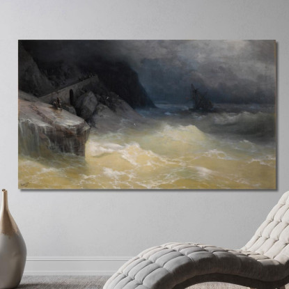 Naufragio Al Largo Della Costa Del Mar Nero Ivan Konstantinovich Aivazovsky ika34 quadro stampato su tela