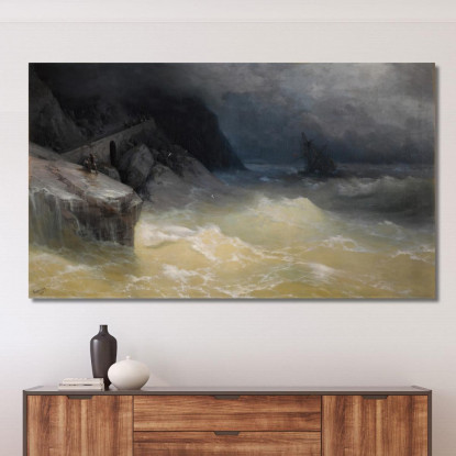 Naufragio Al Largo Della Costa Del Mar Nero Ivan Konstantinovich Aivazovsky ika34 quadro stampato su tela