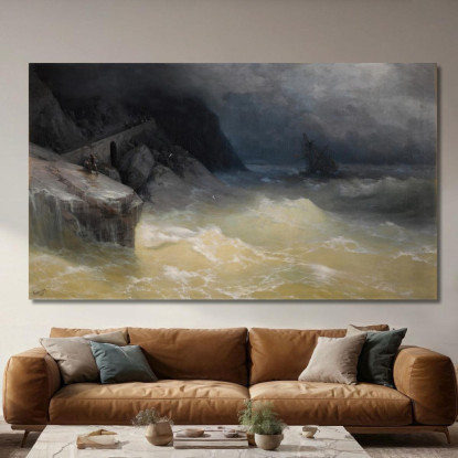 Naufragio Al Largo Della Costa Del Mar Nero Ivan Konstantinovich Aivazovsky ika34 quadro stampato su tela