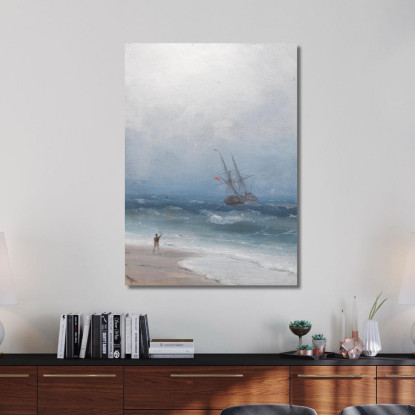 Costa In Tempesta Ivan Konstantinovich Aivazovsky ika36 quadro stampato su tela