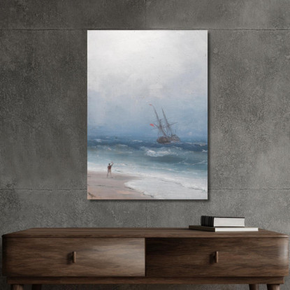 Costa In Tempesta Ivan Konstantinovich Aivazovsky ika36 quadro stampato su tela