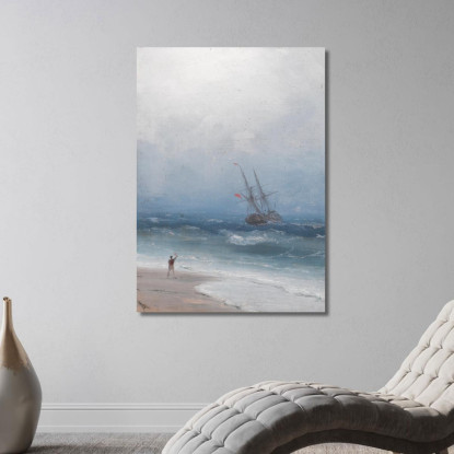 Costa In Tempesta Ivan Konstantinovich Aivazovsky ika36 quadro stampato su tela