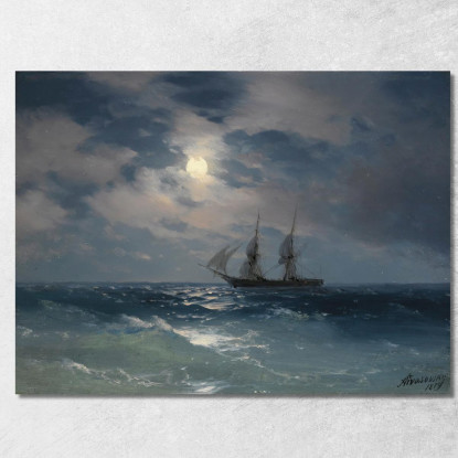 Il Brigantino Mercury Al Chiaro Di Luna Ivan Konstantinovich Aivazovsky ika41 quadro stampato su tela