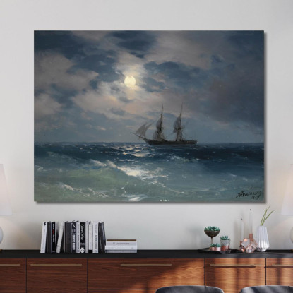Il Brigantino Mercury Al Chiaro Di Luna Ivan Konstantinovich Aivazovsky ika41 quadro stampato su tela