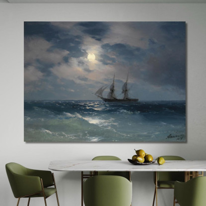 Il Brigantino Mercury Al Chiaro Di Luna Ivan Konstantinovich Aivazovsky ika41 quadro stampato su tela