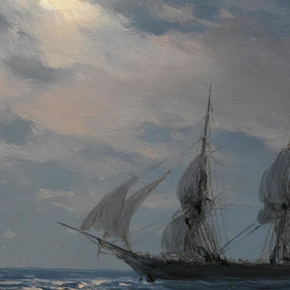 Il Brigantino Mercury Al Chiaro Di Luna Ivan Konstantinovich Aivazovsky ika41 quadro stampato su tela