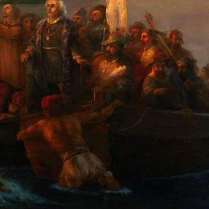 Lo Sbarco Di Cristoforo Colombo Con I Compagni Su Tre Scialuppe Ivan Konstantinovich Aivazovsky ika42 quadro stampato su tela