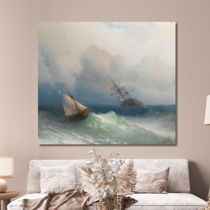 Due Navi In Mare Ivan Konstantinovich Aivazovsky ika49 quadro stampato su tela