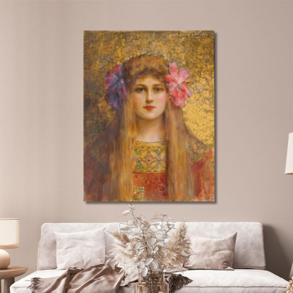 Ritratto Di Donna Con Turbante Fiorito Léon François Comerre lfc21 quadro stampato su tela
