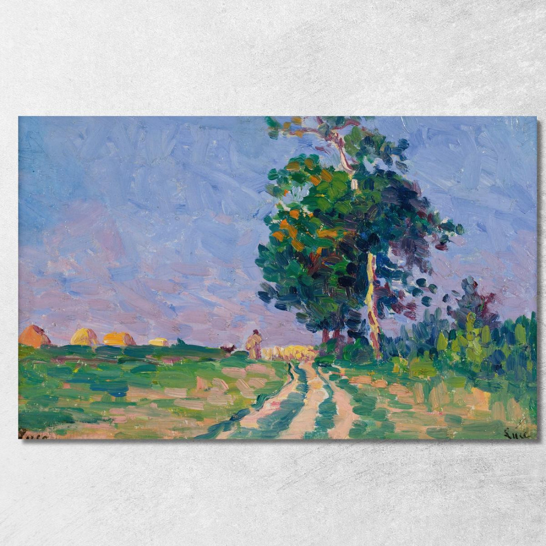 Pastore E Il Suo Gregge Sul Sentiero Nei Dintorni Di Moulineaux Maximilien Luce mlc22 quadro stampato su tela