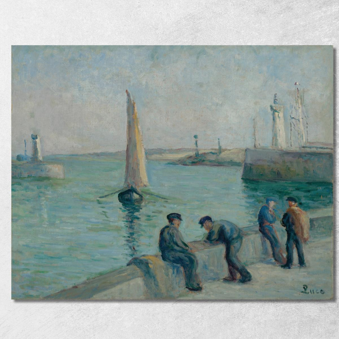 Honfleur Pescatori Sul Porto Maximilien Luce mlc24 quadro stampato su tela