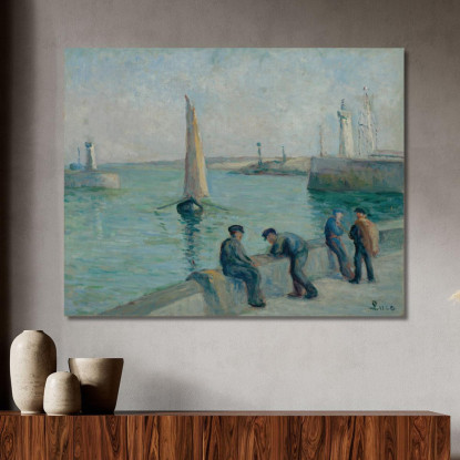 Honfleur Pescatori Sul Porto Maximilien Luce mlc24 quadro stampato su tela