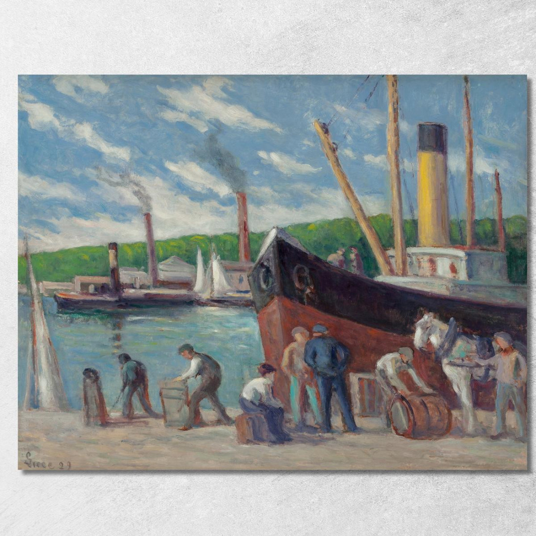 Honfleur Rimorchiatore All’Ormeggio Maximilien Luce mlc25 quadro stampato su tela