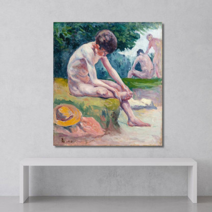Giovani Bagnanti Maximilien Luce mlc27 quadro stampato su tela