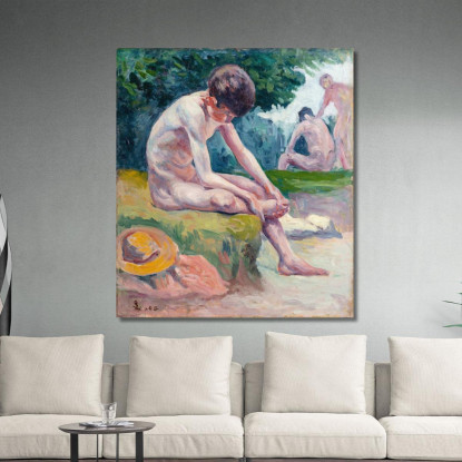 Giovani Bagnanti Maximilien Luce mlc27 quadro stampato su tela