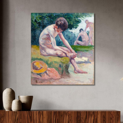 Giovani Bagnanti Maximilien Luce mlc27 quadro stampato su tela