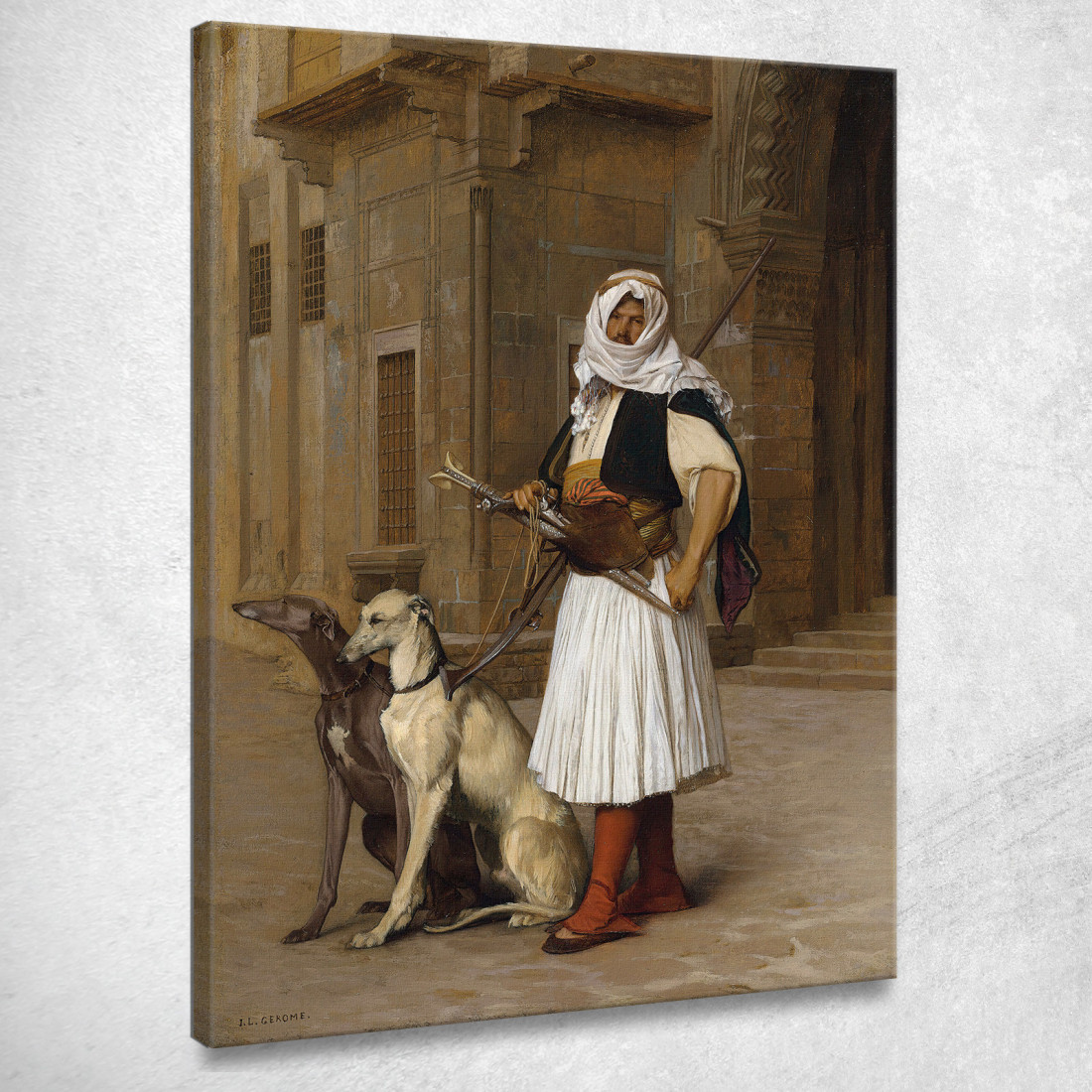 Arnaut E Due Whippet Jean-Léon Gérôme jlg15 quadro stampato su tela