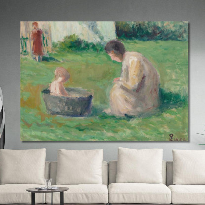 Il Bagnetto Del Bambino Maximilien Luce mlc38 quadro stampato su tela