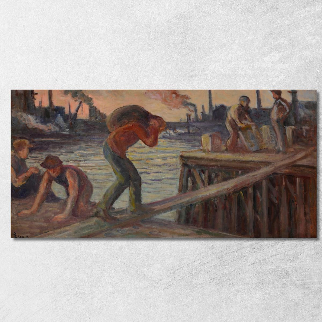 Lo Scarico Della Chiatta Maximilien Luce mlc39 quadro stampato su tela