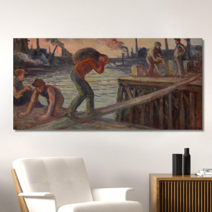 Lo Scarico Della Chiatta Maximilien Luce mlc39 quadro stampato su tela