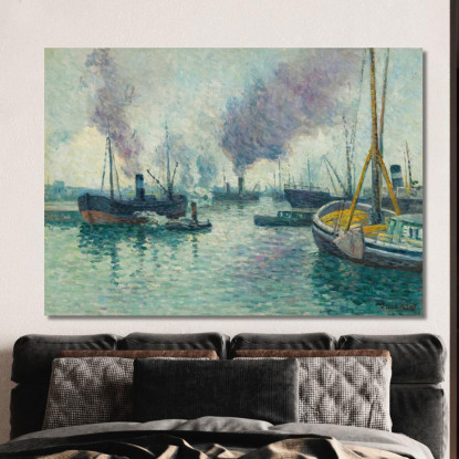 Il Porto Di Rotterdam Maximilien Luce mlc45 quadro stampato su tela