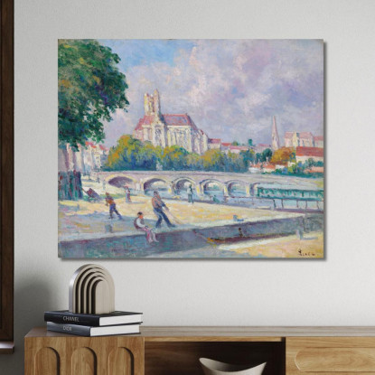 I Moli E La Cattedrale Di Auxerre Maximilien Luce mlc60 quadro stampato su tela