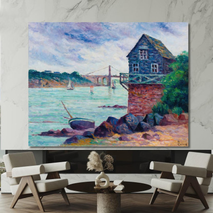 Lézardrieux Il Ponte Sospeso Maximilien Luce mlc67 quadro stampato su tela