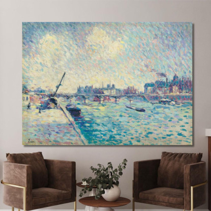 Parigi La Senna Notre-Dame In Lontananza Maximilien Luce mlc76 quadro stampato su tela